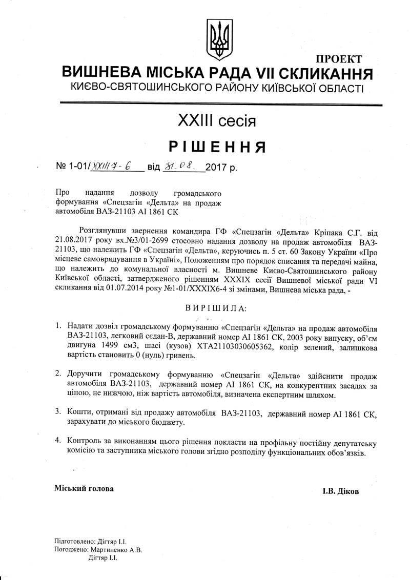 Проекти рішень XXІIІ сесіЇ VIІ скликання